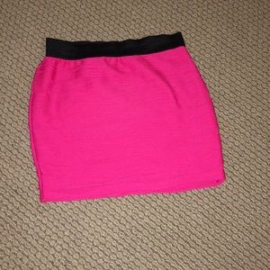 Hot pink ruched bodycon mini skirt